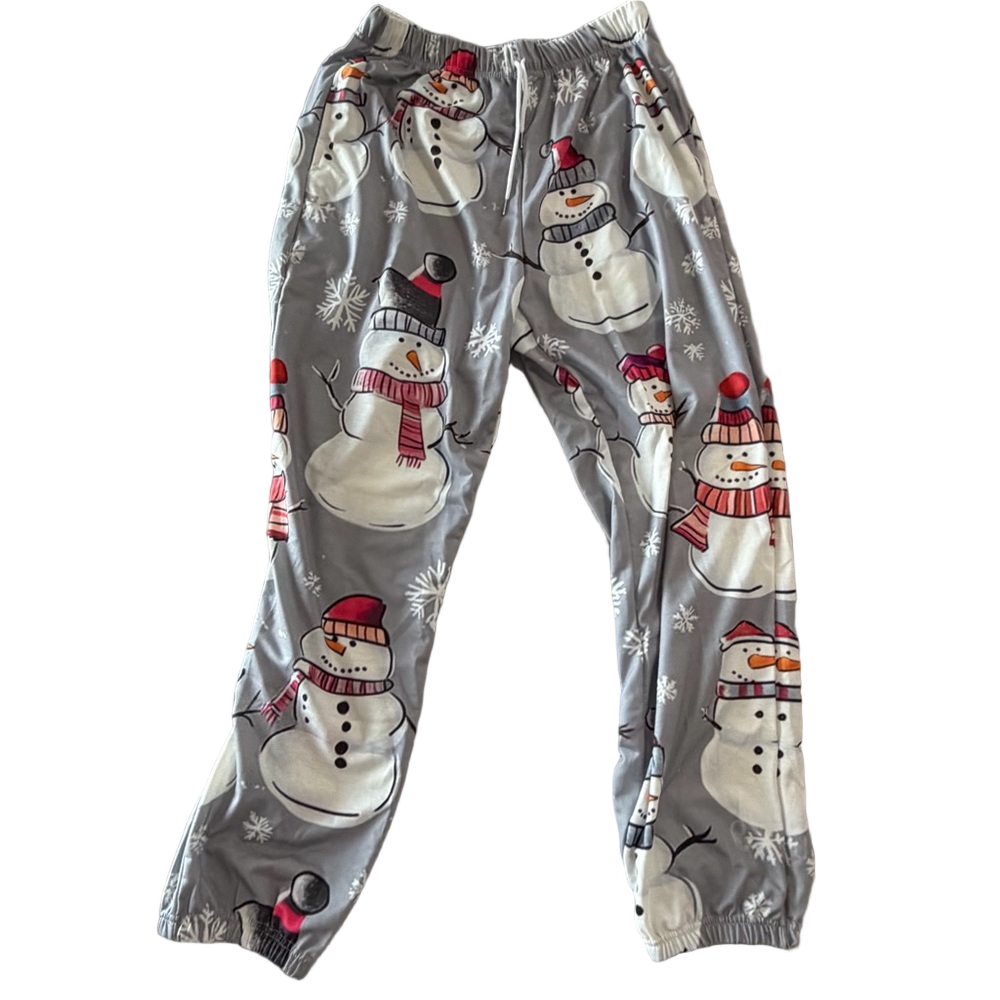 Women's Snowman Theme Jogger Style Pant Size L #260614